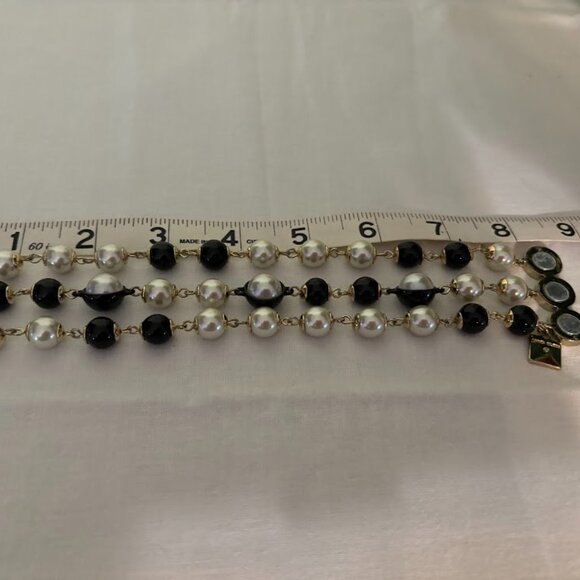 Anne Klein Black and White Pearl Necklace (43") and Bracelet (8") with 3 Strands - Picture 13 of 15